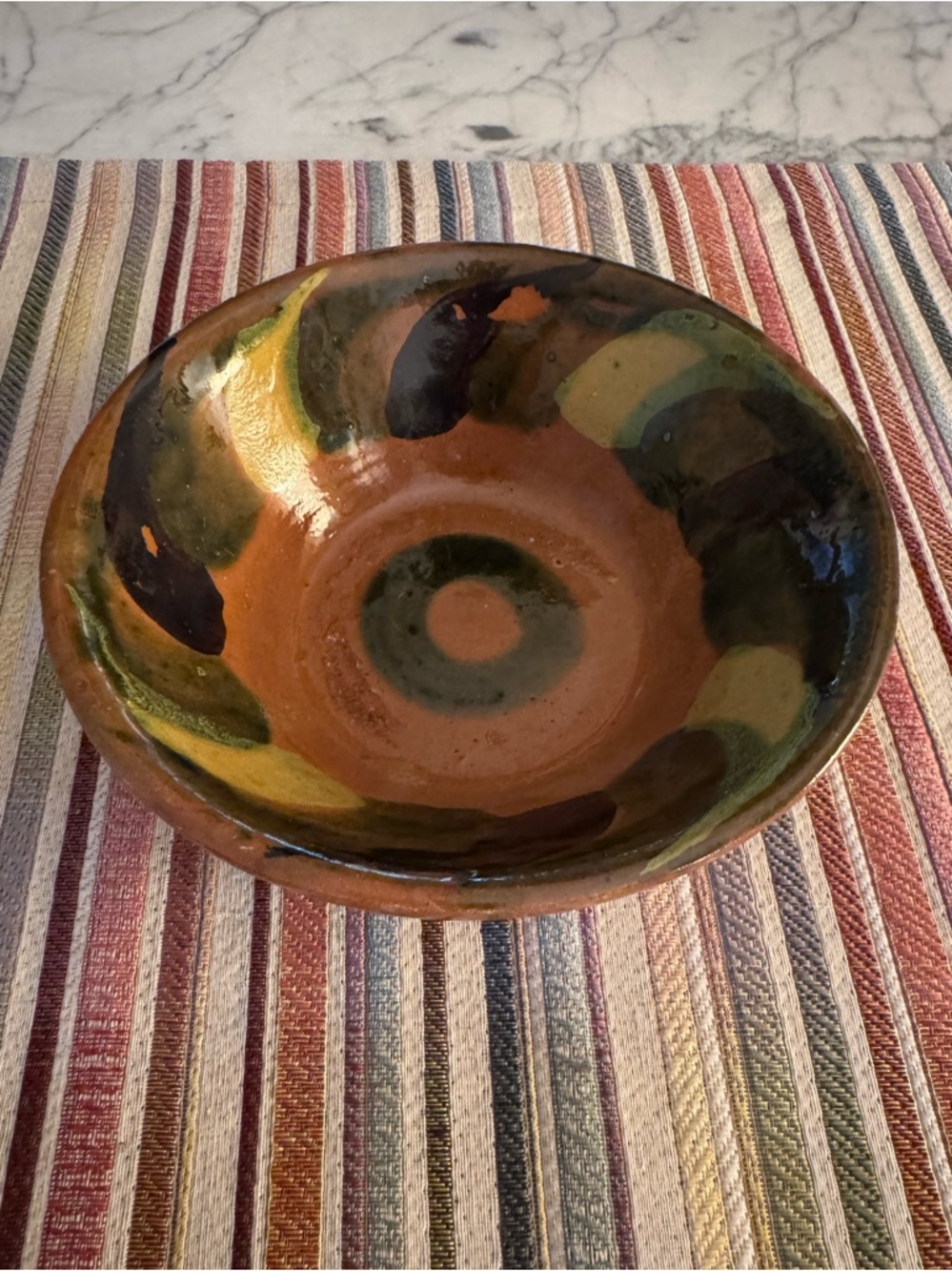 Mexican terracotta pottery bowl, like new, 6 1/4x2 1/4